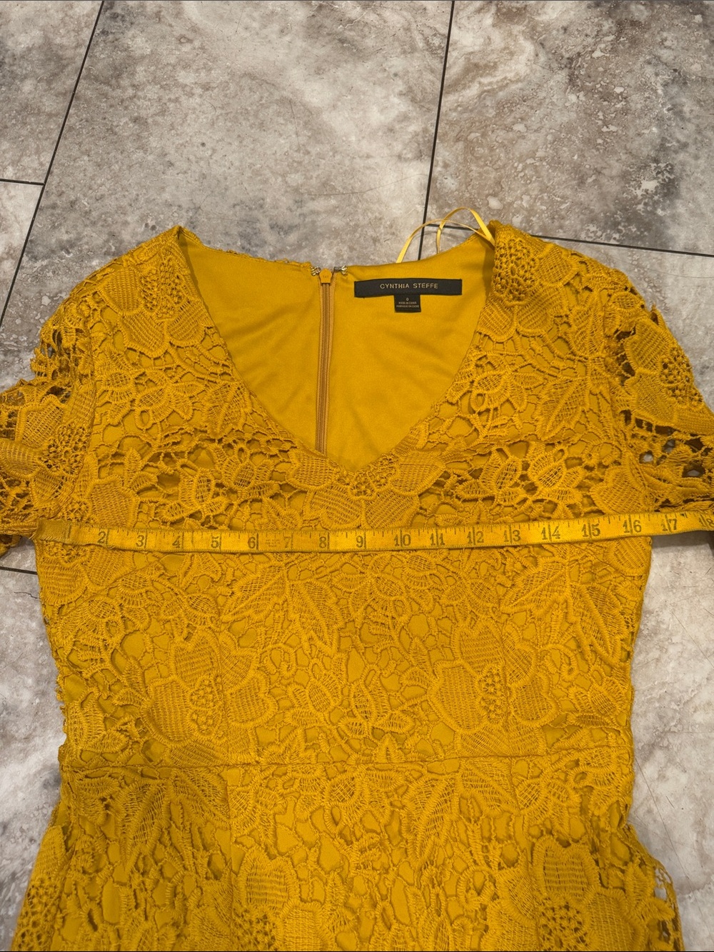 Cynthia Steffe Mustard Floral Lace Mini Dress - Picture 3 of 8